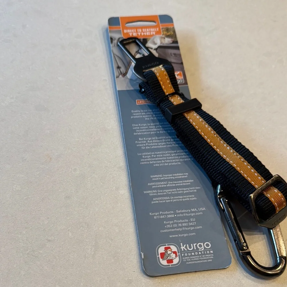 Black and Orange Dog Seatbelt tether . New with tags